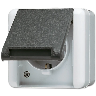 Jung WG 800 wandcontactdoos onderkast opbouw 16A 250V RA Glanzend grijs RAL 7035 IP44 820W