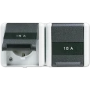 Jung WG 800 wandcontactdoos onderkast opbouw 16A 250V RA Glanzend grijs RAL 7035 IP44 8220NAW