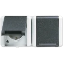 Jung WG 800 wandcontactdoos onderkast opbouw 16A 250V RA Glanzend grijs RAL 7035 IP44 8220W