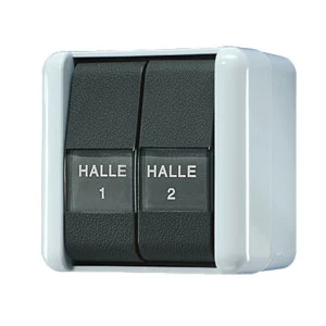 Jung WG 800 impulsdrukker met onderkast maakcontact opbouw serie drukcontact Wip Glanzend grijs RAL 7035 835NAW