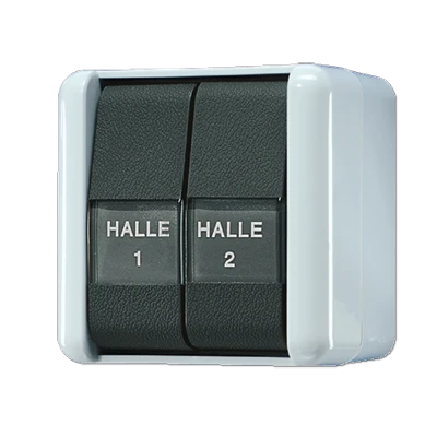 Jung WG 800 impulsdrukker met onderkast maakcontact opbouw serie drukcontact Wip Glanzend grijs RAL 7035 835NAW