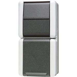 Jung WG 800 combinatie wandcontactdoos wissel + ra opbouw grijs IP44 876W