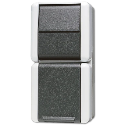 Jung WG 800 combinatie wandcontactdoos wissel + ra opbouw grijs IP44 876W
