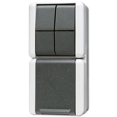 Jung WG 800 combinatie wandcontactdoos serie + ra wissel opbouw grijs IP44 875W