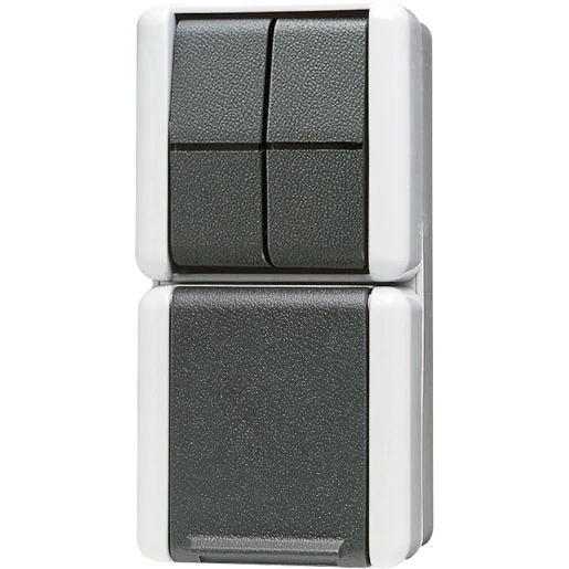Jung WG 800 combinatie wandcontactdoos serie + ra wissel opbouw grijs IP44 875W