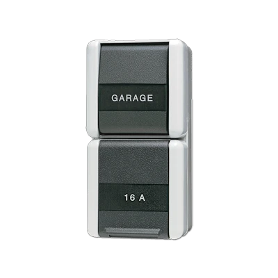 Jung WG 800 combinatie wandcontactdoos wissel + ra + tekstveld opbouw grijs IP44 876NAW