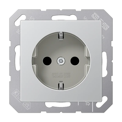 Jung A range Wandcontactdoos A500 inbouw 16A 250V RA Mat aluminium RAL 9006 IP20 A1520NAL