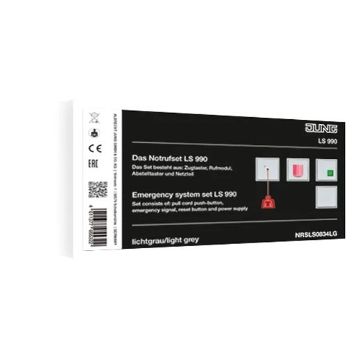 Jung LS range miva noodoproepset ls990 compleet set compleet 71x71mm grijs NRSLS0834LG