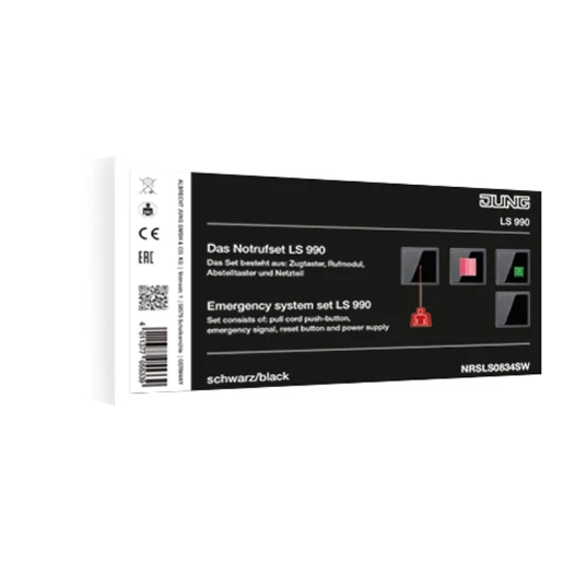 Jung LS range noodoproepset ls990 compleet set compleet 71x71mm zwart NRSLS0834SW