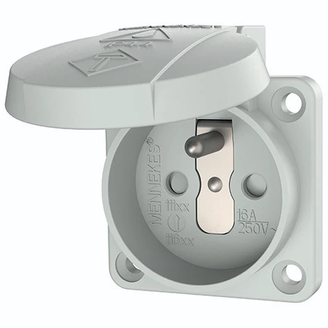 Mennekes Schuko wandcontactdoos inbouw pe ki 50 x 50 mm 230V 16A IP44 grijs 11180