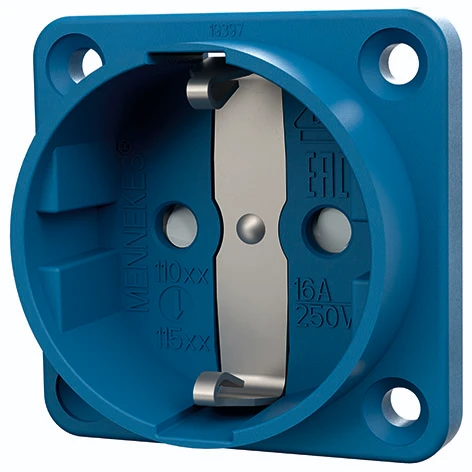 Mennekes Schuko wandcontactdoos inbouw a ki 50 x 50 mm 230V 16A IP20 blauw 11561