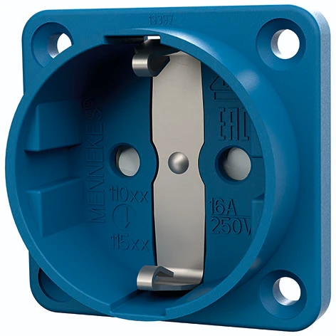 Mennekes Schuko wandcontactdoos inbouw a ki 50 x 50 mm 230V 16A IP20 blauw 11581