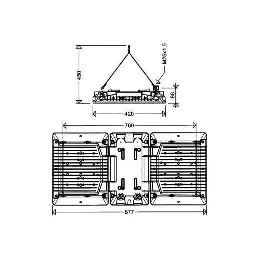 Schuch EX halarmatuur explosieveilig 4000K 192W 877x420mm gaszone2 830200105