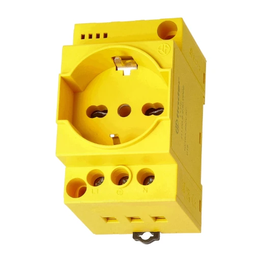 Finder 07 contactdoos schakelkast schuko italiaanse stekker geel ral 1021 16A 230V AC 7U.00.8.230.0002