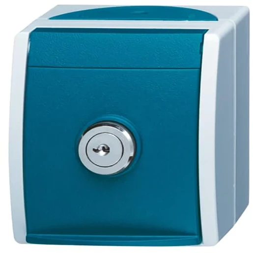 ABB Busch-Jaeger Ocean wandcontactdoos + eenheidsslot opbouw 16A 250V RA Mat blauw RAL 7035 IP44 2CKA002083A0823