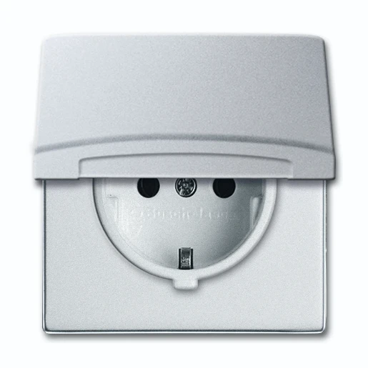 ABB Busch-Jaeger wandcontactdoos inbouw 16A 250V RA Mat aluminium RAL 9006 IP44 2CKA002064A0288