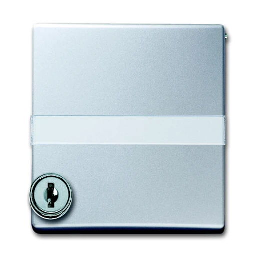 ABB Busch-Jaeger centraalplaat + kd + slot verloop voor si ip44 70x70x32mm Met tekstveld klapdeksel aluminium RAL 9006 2CKA001710A3796