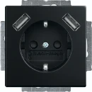 ABB Busch-Jaeger Future wandcontactdoos inbouw 16A 250V RA KV Mat zwart RAL 9005 IP20 2CKA002011A6279