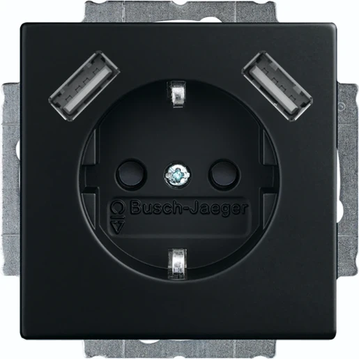 ABB Busch-Jaeger Future wandcontactdoos inbouw 16A 250V RA KV Mat zwart RAL 9005 IP20 2CKA002011A6279