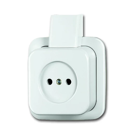 ABB Busch-Jaeger AP Wandcontactdoos + plaat opbouw 16A 250V CEE 7/1 zonder randaarde Glanzend wit RAL 9010 IP20 2CKA002141A0193