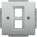 ABB Busch-Jaeger Centraalplaat Modular-Jack Basiselement met centrale afdekplaat 2 connectoren Zonder label RVS 2CKA001753A0395