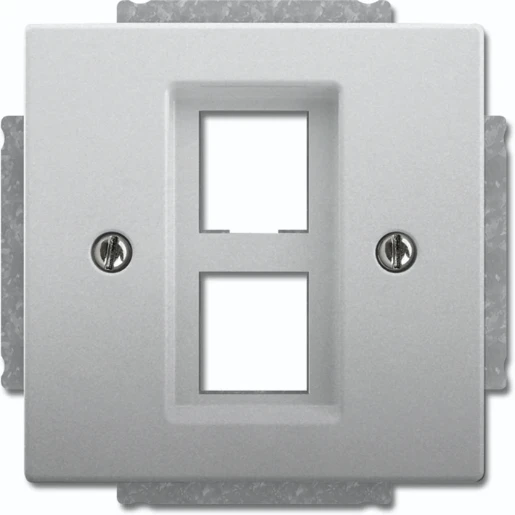 ABB Busch-Jaeger Centraalplaat Modular-Jack Basiselement met centrale afdekplaat 2 connectoren Zonder label RVS 2CKA001753A0395