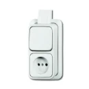 ABB Busch-Jaeger AP combinatie wandcontactdoos wis + plaat ap opbouw wit IP20 2CKA001642A0160