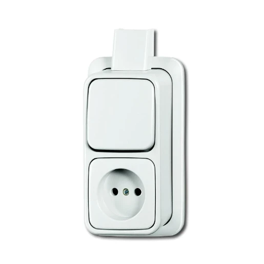 ABB Busch-Jaeger AP combinatie wandcontactdoos wis + plaat ap opbouw wit IP20 2CKA001642A0160