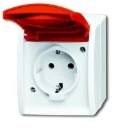 ABB Busch-Jaeger Ocean wandcontactdoos opbouw 16A 250V RA Mat rood RAL 9010 IP44 2CKA002083A0839