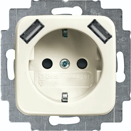 ABB Busch-Jaeger SI wandcontactdoos inbouw 16A 250V RA KV Glanzend beige RAL 1013 IP20 2CKA002011A6263