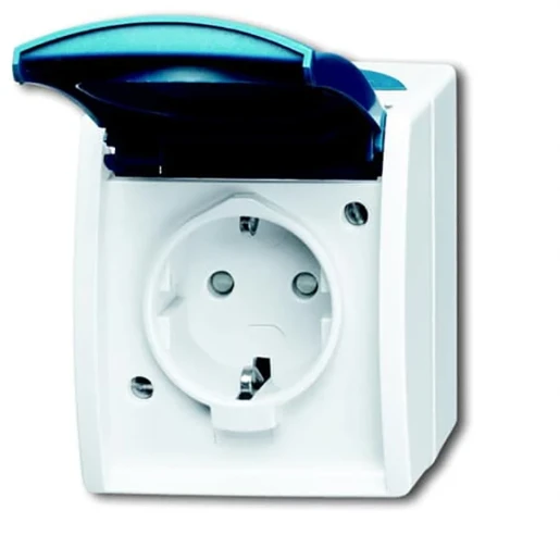 ABB Busch-Jaeger Ocean wandcontactdoos opbouw 16A 250V RA KV Mat blauw RAL 7035 IP44 2CKA002083A0842