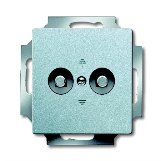 ABB Busch-Jaeger Future Aardingscontactdoos + centraalplaat contactdoos 2-voudig inbouw Mat aluminium 2CKA002495A0089