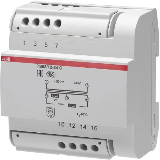 ABB System pro M compact 1-fase stuurtransformator 230-230V met scheidingstrafo 63VA