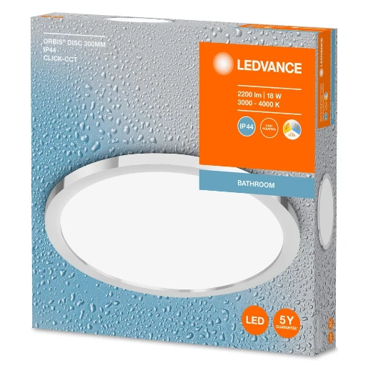 Ledvance Orbis disc LED badkamerarmatuur 3000K 1250lm 300mm Ø300mm Schroefklem chroom 4099854096136