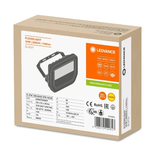 Ledvance Performance LED Schijnwerper symm 3000K 122x131mm >80° - Extreem breedstralend Steekklem zwart 4058075420847