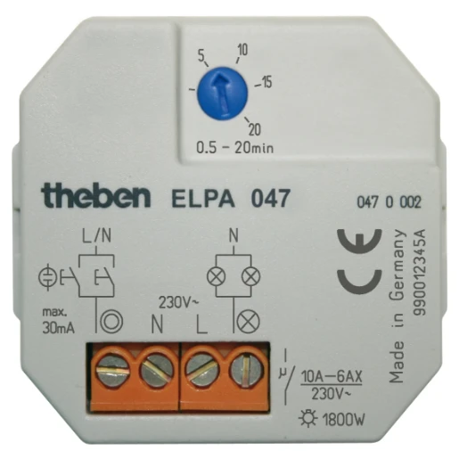 Theben ELPA trappenhuisautomaat inbouw 230V 8AC 3- en 4-draads schakeling 50 - 60Hz 0470002