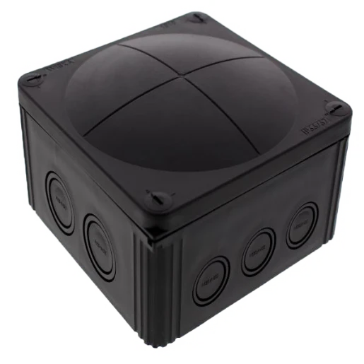 Wiska Kunststof kabeldoos 140x140x82mm zwart met 5-polige klemsteen