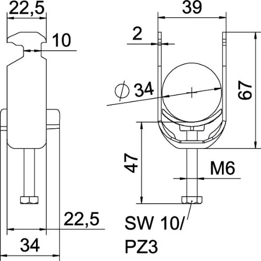 OBO BEUGELKLEM 28 - 34mm kunststof 1186229