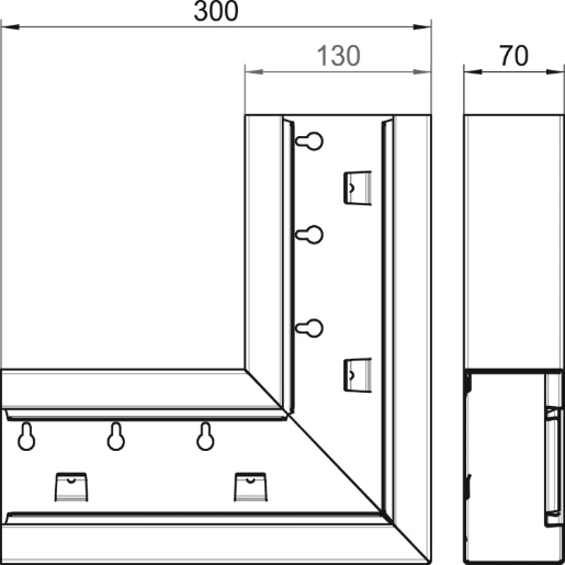 OBO GS vlakke hoek wandgoot 130x70mm Halogeenvrij Staal wit RAL 9010 6277220
