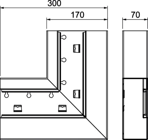 OBO GS vlakke hoek wandgoot 170x70mm Halogeenvrij Staal wit RAL 9010 6277820