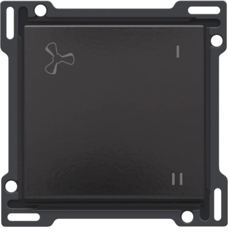 Niko Pure toets schakelaar ventilatie aan / uit zwart RAL 9005 200-61106