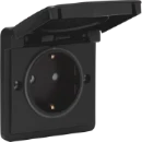 Niko New Hydro wandcontactdoos 2-polig opbouw 16A 250V RA KV Mat zwart RAL 9005 IP55 761-36800