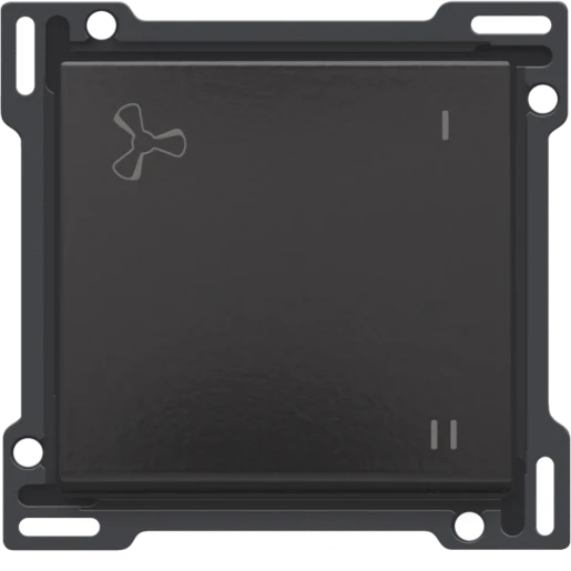 Niko Pure toets schakelaar ventilatie aan / uit zwart RAL 9005 200-61106