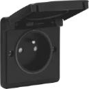 Niko New Hydro wandcontactdoos 2-polig franse norm nf opbouw 16A 250V RA KV Mat zwart RAL 9005 IP55 761-36600