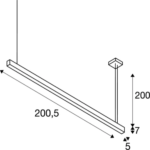 SLV Glenos II pendelarmatuur 3000K 85W 2050x50mm 1-10V zwart IP20 1001406