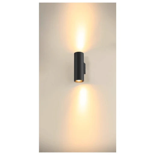 SLV GU10 asto tube wand zwart 2xgu10 95x70mm Ø70mm zwart 1006443