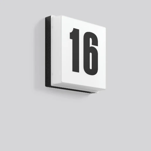 RZB LED Supervlakke huisnummerarmatuur 4000K 230lm 226x226mm >80° - Steekklem zwart 221167.003