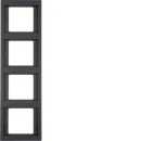 Hager K.1 Afdekraam 4-voudig Verticaal Antraciet RAL 7021 IP20 13437006