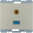 Hager berker K.1/K.5 centraalplaat USB Basiselement met centrale afdekplaat 2 connectoren Zonder label RVS 3315397004