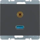 Hager berker K.1/K.5 centraalplaat USB Basiselement met centrale afdekplaat 2 connectoren Zonder label antraciet 3315397006